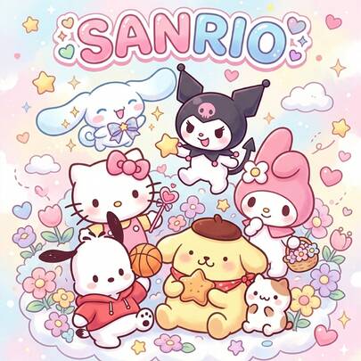 GDTME (إصدار فاخر مطور، ورق سميك، 20*20 سم) كتاب تلوين SANRIO، للأطفال والبالغين، لوازم فنية ومدرسية، 24 صفحة، مثالي لهدايا عيد الميلاد والهالوين وأعياد الميلاد والعودة إلى المدرسة، يتضمن 5 ملصقات عشوائية.