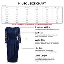 MIUSOL Woman's Elegant V-Neck Sequin Floral Lace Midi Dress, Ruched Waist, Contrast Ruffle Trim Wrap Hem 3/4 Sleeve Cocktail Party Fitted Dress, For Wedding - 墨綠色 - 查看 9