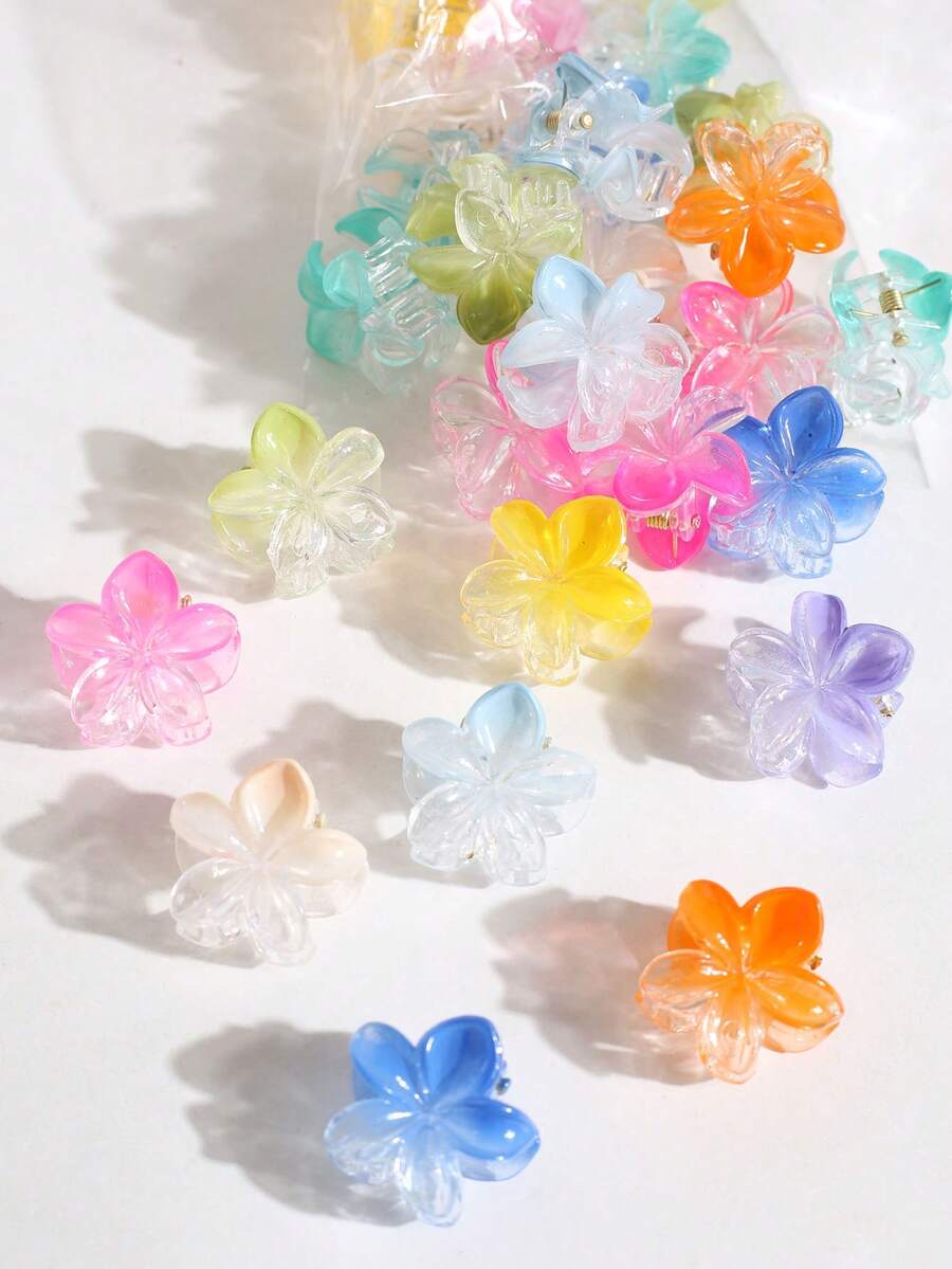 15/20/30pcs Mini Flower Shaped Hair Claw Clips, Colorful Small Hair Clips For Braiding, Loose Hair And Bangs