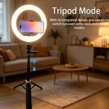 10 Inch Dimmable LED Ring Light With 60cm Selfie Stick Tripod, Adjustable 3 Color Temperatures, Universal For Live Streaming, Makeup, Photography - 10-inch Fill Light + 60cm Selfie Stick Tripod - View 3