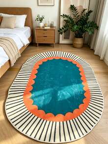 1pc Peacock Green Oval Living Room Carpet, Area Rug, Living Room Carpet, Small Area Rug, Mat, Home Decor, Large Living Room Carpet, Living Room Home Decor, Room Decor, Washable Carpet - Multicolor F - View 4