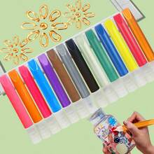 14pcs/Set 3D Outline Glass Paint 10ml Handmade DIY Outlining Powder Painting Acrylic Paint - Multicolor - View 1