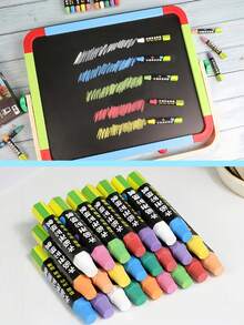 1 Box 20pcs Colorful Water-Soluble Dustless Chalk, Designed For Teachers Classroom Use, Suitable For Blackboard Drawing, Graffiti And Other Applications - Multicolor - View 3