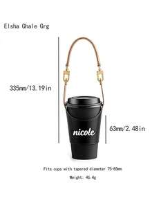 Customizable Text Leather Cup Sleeve, Made Of High-Quality Faux Leather Material, Features Adjustable Elastic Design, Fits Various Sizes Of Milk Tea Cups, Coffee Cups And Insulated Cups - Multicolor - View 10