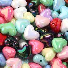 50 PIEZAS Cuentas con forma de corazón recubiertas de acrílico con agujero , adecuadas para la fabricación de joyas, materiales para pulseras y collares de cuentas hechos a mano DIY, regalo perfecto para el Día de San Valentín, aniversario, cumpleaños para tu ser querido - Multicolor - Ver 7