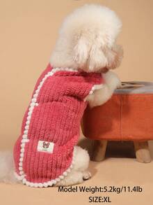 Set Pakaian Hewan Peliharaan Lucu dari Poliester, Termasuk Sweater dan Rompi Hewan Peliharaan, Cocok untuk Anak Kucing, Anjing Kecil, Bichon Frise atau Anjing Teddy untuk Dipakai di Dalam Ruangan (Tidak Cocok untuk Ras Anjing Besar) - Merah - View 2