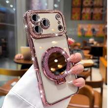 1pc Rhinestone Metal Phone Ring Holder/Ring, With Adjustable Ring, Gold Zinc Alloy Asymmetric Phone Ring, Suitable For IPhone, Android Phones, Birthday Gift, Gift For Family, Friends, Ring Holder, Phone Accessories - Multicolor - View 10