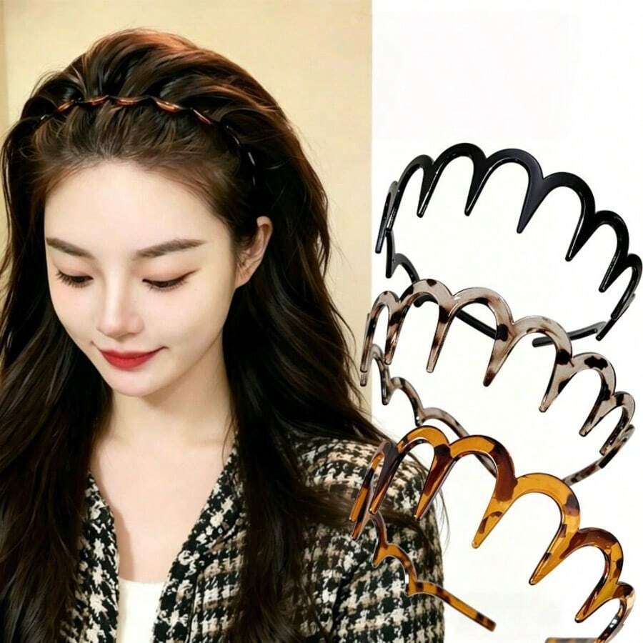 2/1pc Korean Style Long Tooth Wavy Headband, High Crown Design, Face Washing Hairband For Organizing Loose Hair, Non-Slip Women's Hair Accessory - One Size - View 1