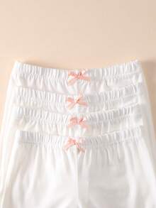 1/4 Pack Shorts de blanc pur pour tout-petits et filles, shorts de cyclisme légers avec décoration papillon, convient pour la danse, les sous-vêtements de robe et le port quotidien, toutes saisons - Multicolore - Voir 4