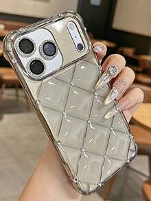 透明鑽石壓紋奢華手機殼，適用於 iPhone 17 Pro Max 17e 13 14 15 16e - 黑色 - 查看 6