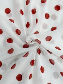 New Elegant Polka Dot Bohemian V-Neck Maxi A-Line Dress With Cinching Waist, Ruffle Trim Shawl Collar, Suitable For Vacation White Summer - White - View 7