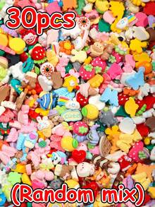 10/20/30/40/50/100/150/200/500pcs Random Resin Accessories Set[Without Ring Pin Style], Creative Cute Sweet Fresh Girl Cartoon DIY Decoration Jewelry Accessories, Multiple Colors, Styles, Designs, More Quantity More Variety, Can Be Used As Keychain, Necklace, Bracelet, Dust Plug Pendant Charms, Back To School Season Party Favors, Great Small Gift - Multi-color [Nail-free] - View 10