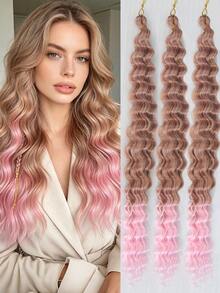 Set de 3 extensiones de cabello sintético trenzado con ondas profundas de 22 pulgadas, cabello trenzado con ondas oceánicas - Multicolor - Ver 33