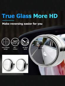 2/1pc 360° Adjustable Blind Spot Rear View Mirror, Convex Wide Angle Mirror With Round Frame For Car Reversing - Blind Spot Mirror - View 4