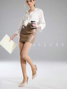 MOIRÉALLURE 1pair Solid Color Suitable For Daily Life Basic Tights - Clear - View 6