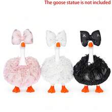 7-Inch Mini Desktop Goose Set With Bow Princess Dress, Magnetic Duck Statue Desktop Key Holder Decor, Desktop Goose Table Ornament Gift (Cute Style, Fabric, Pink) - A - View 14