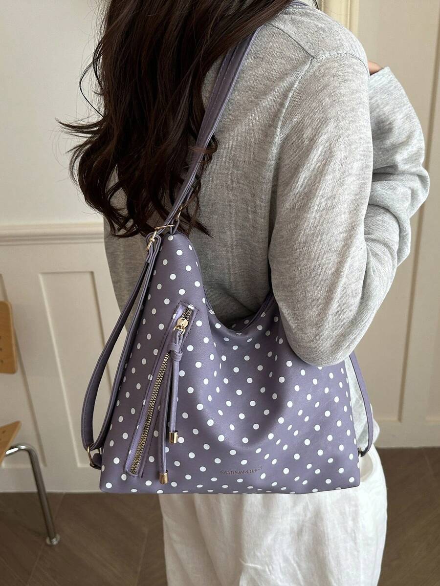 Women's PU Leather Shoulder Bag, Fashion Versatile Crossbody Bag, Handbag, Convertible Backpack Tote Bag - Purple - View 1