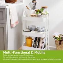 Charcoal 3-Tier Rolling Kitchen Cart With Wheels Storage Trolley For Home Office Bathroom Organization - White - View 3