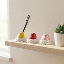 1pc Cute Strawberry Cream Pen Holder - 3D Printed Sweet Fruit Design, Desktop Storage Organizer, Beautiful Desktop Decoration, Suitable For Home Office, Perfect Gift For Dessert Lovers And Stationery Enthusiasts. - Multicolor - View 1