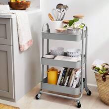 Charcoal 3-Tier Rolling Kitchen Cart With Wheels Storage Trolley For Home Office Bathroom Organization - Charcoal - View 9