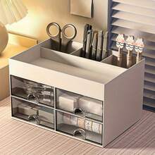 1pc Desk Organizer With Drawer, Pen Holder Storage Box, Office Organizer With 4 Drawers, Desk Accessories And Workspace Organizer, Pen Rack Office Supplies, Suitable For Desktop, Stationery, Pencils, Documents Storage - Multicolor - View 1