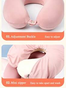 1pc Memory Foam U Shaped Neck Pillow Ergonomic Cervical Support Soft Plush Travel Headrest For Airplane Car Office Nap Adult Washable Long Trips - Multicolor - View 7