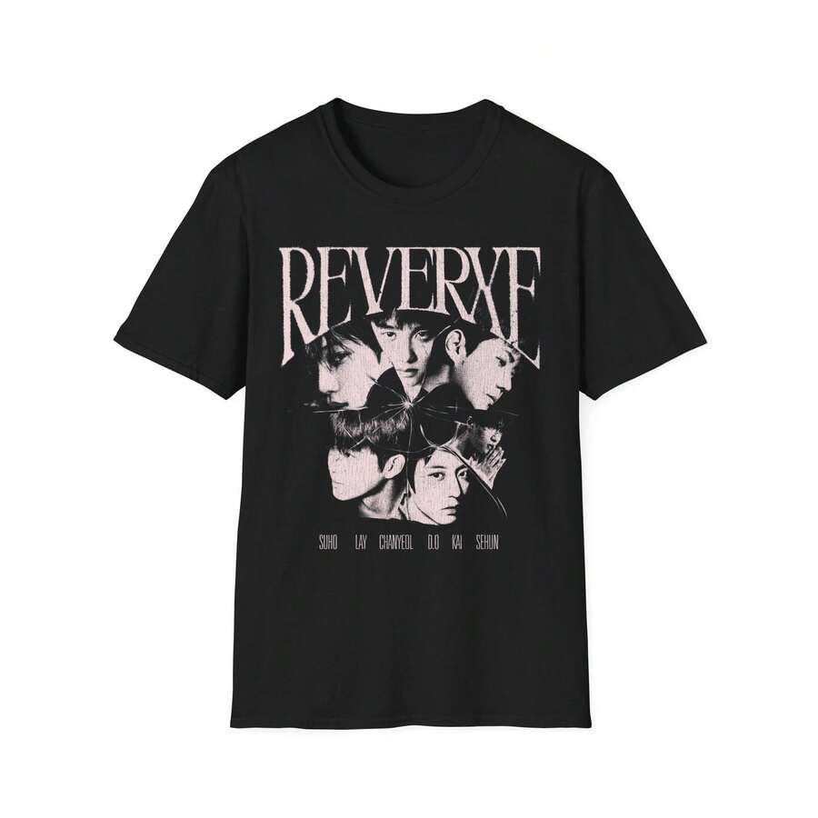 EXO REVERXE K-Pop Photo T-Shirt| Vintage Rock Poster Style - Black - View 1
