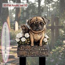Warm 2D Flat, 1pc Classic Pug Memorial Plaque, Acrylic Garden Stake, Weather-Resistant Outdoor Decor, Easter Memorial, Cemetery Monument, No Electricity Required, 2D Printed (10 Styles), 2D Flat - A - View 4