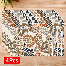 1pc/4pcs/6pcs, Home Decor, Retro Pattern Printed Linen Placemats, Suitable For Dining Table, All-Season Decoration For Spring Summer Autumn Winter, Modern Style Washable Table Mats, Room Decoration, Table Mats, Coasters, Kitchen Dining Table Mats, Indoor Outdoor Party Decoration, Home Decor, Ideal Gift - Multicolor - View 16