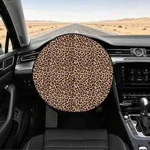 1 Stück Leopardenmuster Lenkrad Sonnenschutz, Sommer UV-Schutz, hält Lenkrad kühl, universeller verdickter Sonnenschutz, geeignet für Autoinnenraum Lenkrad Kühlung - Lenkrad-Sonnenschutz - Übersicht 1