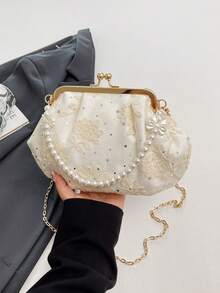 Women's PU Leather Crossbody Bag With Round Polka Dots, Vintage Style Handbag With Buckle Closure And Adjustable Shoulder Strap, Solid Color And Lightweight City Tote Bag - 咖啡 - 查看 10