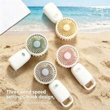 1pc Handheld Clip-On Rechargeable Fan, Blue Portable Mini Handheld Fan With USB Rechargeable Battery, 3-Speed Strong Personal Desk Fan, Back To School/Halloween Gift Suitable For Women, Men, Home, Office, Makeup, Outdoor Travel, Silent - Navy Blue - View 16