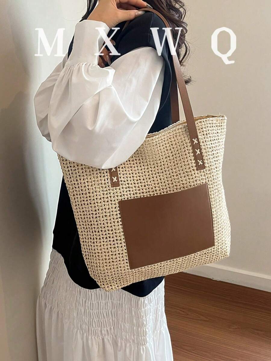 夏季草編海灘包 大容量手提包 度假風簡約百搭女包