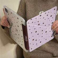 1件棕紫色星星多折平板保護殼，適用於 iPad 11 (A16) 2025/Air 7 2025/10.9/Air4/5/6/10.2/Pro 11/10th/9.7/10.5，具備睡眠/喚醒功能 - 紫丁香色 - 查看 2