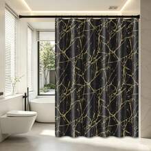 1pc Waterproof Shower Curtain (PEVA Plastic Material), Multiple Colors, Sizes And Patterns Available, Bathroom Accessory, Waterproof And Moisture-Proof, Machine Washable, Suitable For Bathroom/Balcony Partition, Shower Curtain, Solid Color Curtain - Gold - View 6