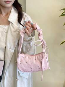 2026 Niche Design New Star Pleated Underarm Bag Women's Bag Niche Design Sense Shoulder Handbag Fashion Versatile Commuter Bag - Pink - View 5