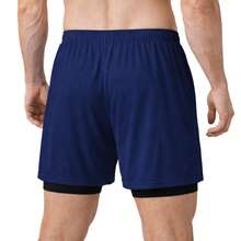 Kit Of 3 Men's Dry Fit 2-In-1 Shorts For Gym And Running With Cell Phone Pocket - GRAY/BLACK/NAVY BLUE - View 4