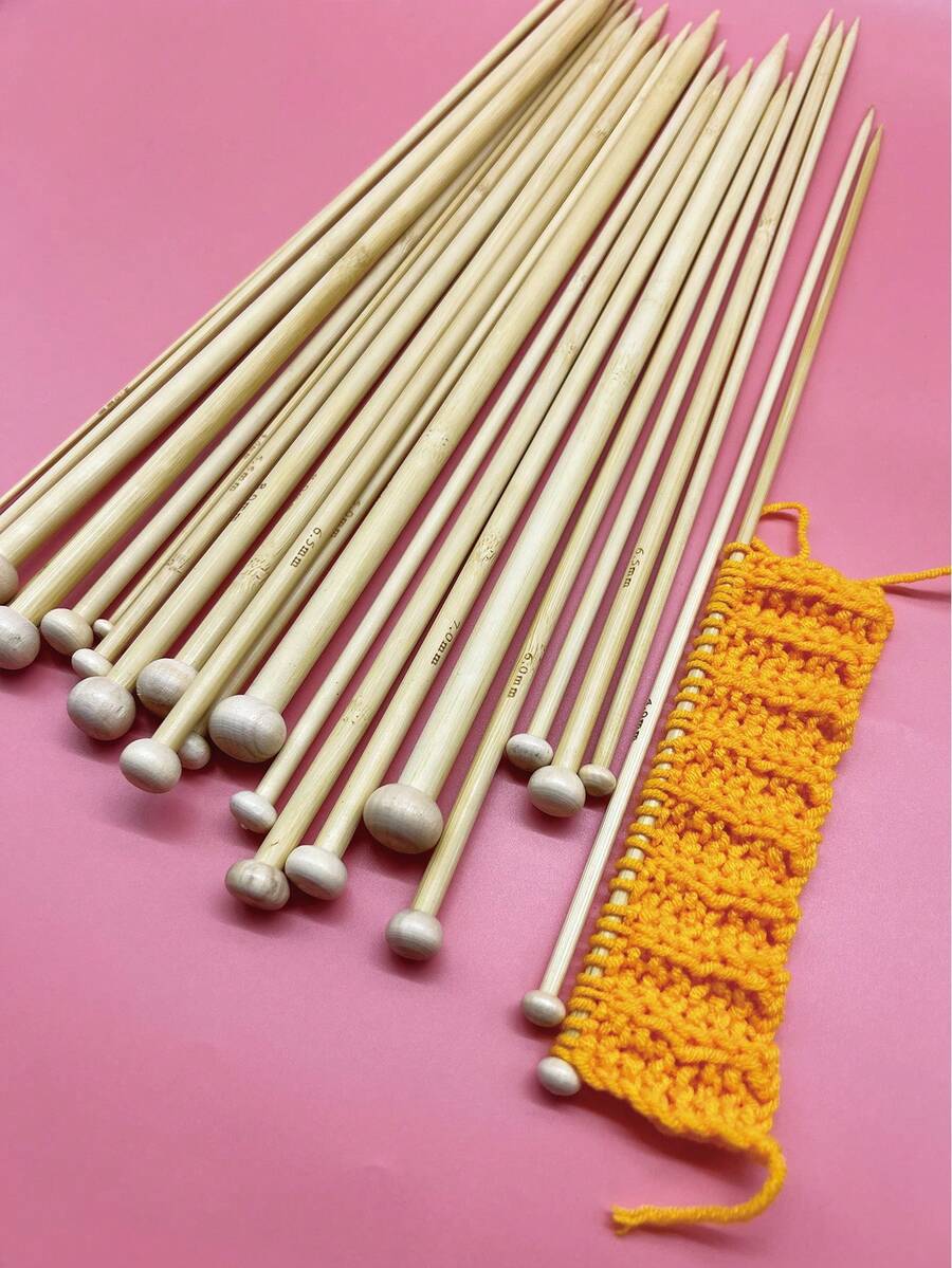 35cm 超長直編織針 2 件組,2.0–10.0mm 全尺寸範圍,淺色天然竹製一體成型,輕量且觸感溫潤光滑,適用於圍巾與帽子全幅編織,居家休閒 DIY 專用 - 竹白單尖毛衣針 - 查看 1