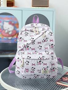 1pc Cute School Style Cat/Dog/Bow Print Nylon Backpack, Lightweight Large Capacity School Day Bag, Adjustable Shoulder Strap Bookbag, Suitable For Girls/Teens/Students/Graduates, Ideal For Daily Use, Outings, Travel, School And Back To School Season. - Multicolor - View 17