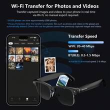 BLACKVIEW BV200 AI 智慧眼鏡，配備 8MP 相機、1200P 影片與 HD 照片、藍牙音訊、AI 語音助手、即時翻譯、物體識別、降噪通話、音樂 - 查看 8