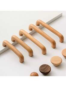 Pegangan Furnitur Kayu Minimalis Modern Warna Kayu Alami Tarikan Laci Lemari Dapur Aksesori Perangkat Keras Furnitur Kayu Solid - pohon beech - View 1
