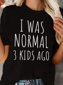 A Mother of Three, a Gift for Mom, a Comfortable And Soft Sweatshirt for Women, a Round-Neck T-Shirt, Casual Short-Sleeve Top for Spring And Summer - Negro - Ver 2