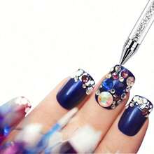 Rhinestone Pickup Pen, Double-Ended Rhinestone Gem Crystal Nail Pickup Wax Pen, Beaded Handle, Nail Art DIY Decoration Tool (Black & White) - Multicolor - View 7