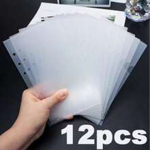 12pcs A6 Zipperless Loose-Leaf Binder Pockets - Plastic-Feel PP Material Protective Pages, With No-Label Index Tab Replacement System, Compatible With 6-Ring Binders, Suitable For Office, Planner Organization (Zipperless, Durable PP Plastic-Feel Inner Pages), Back To School Season - Right Side Opening - View 2