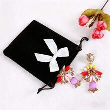1/3/6 Piece Wedding Party DIY Material Packaging Box Velvet Bag, Suitable For Small Jewelry, Prayer Beads, Antiques And Jewels, High-End Velvet Bag For Storing Decorations - Black - View 4
