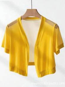 1 buah Cardigan Lengan Pendek Jala Hitam, Jaket Bolero Ringan Musim Panas Wanita untuk Gaun, Pantai, Liburan - MultiWarna - View 16