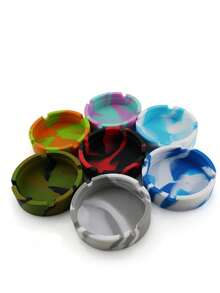 1pc Round Silicone Ashtray Set, Heat-Resistant Silicone Material, Suitable For Indoor And Outdoor Use, Easy To Clean, Office Ashtray Portable Silicone Ashtray For Camping Travel, Office Car Outside Indoor Use, Ashtray Patio Decor Ashtrays Outdoor - Multiple Styles - View 4