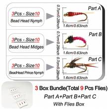 Paket Umpan Pancing Terbang 9 Buah - 3 Kotak, 3 Gaya Umpan Terbang Basah yang Berbeda untuk Menangkap Ikan Seperti Trout/Bass, dll. di Air Tawar - MultiWarna - View 3