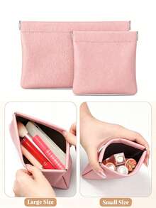 MIYIN 1pc Soft PU Coin Purse Auto-Closing Cable Organizer Bag Data Cable Protective Sleeve Squeeze Top Earphone Charger Storage Pouch Daily Carry Travel Essential - Apricot - View 23