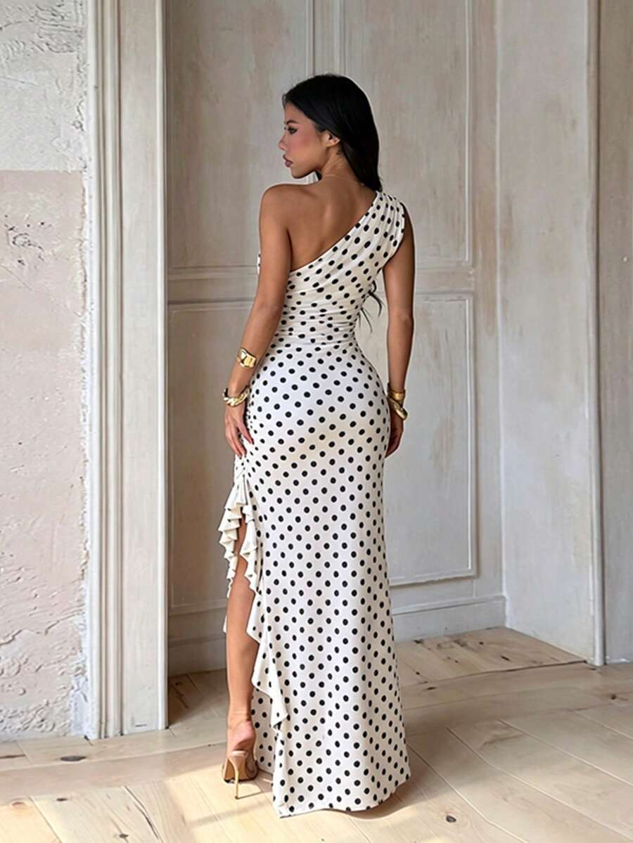 Robe d'été, robe élégante pour femmes, robe sexy rétro avec fente et volants pour la plage, les vacances, les rendez-vous, robe de soirée